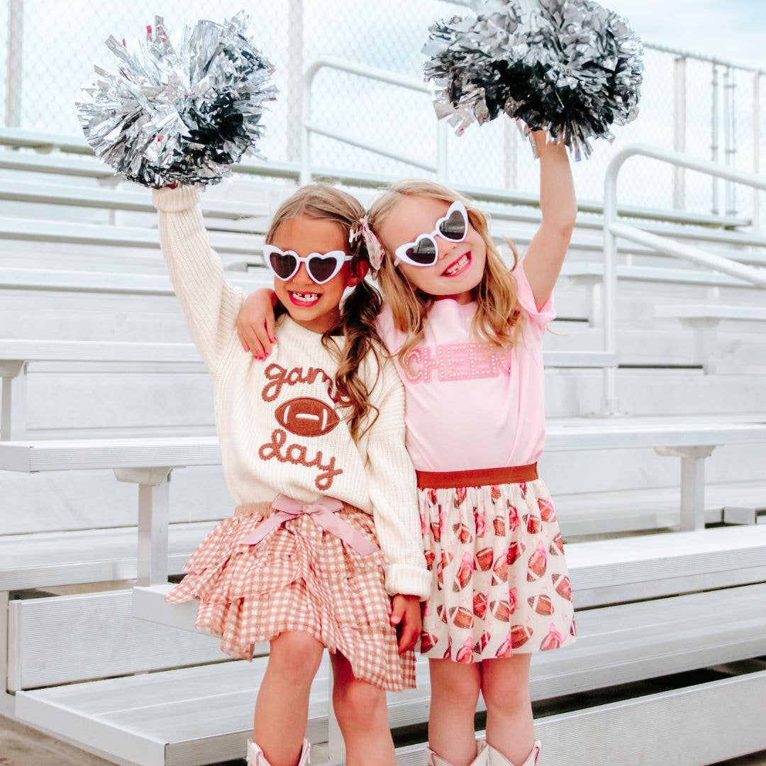 Gingham Printed Tulle Tiered Skirt