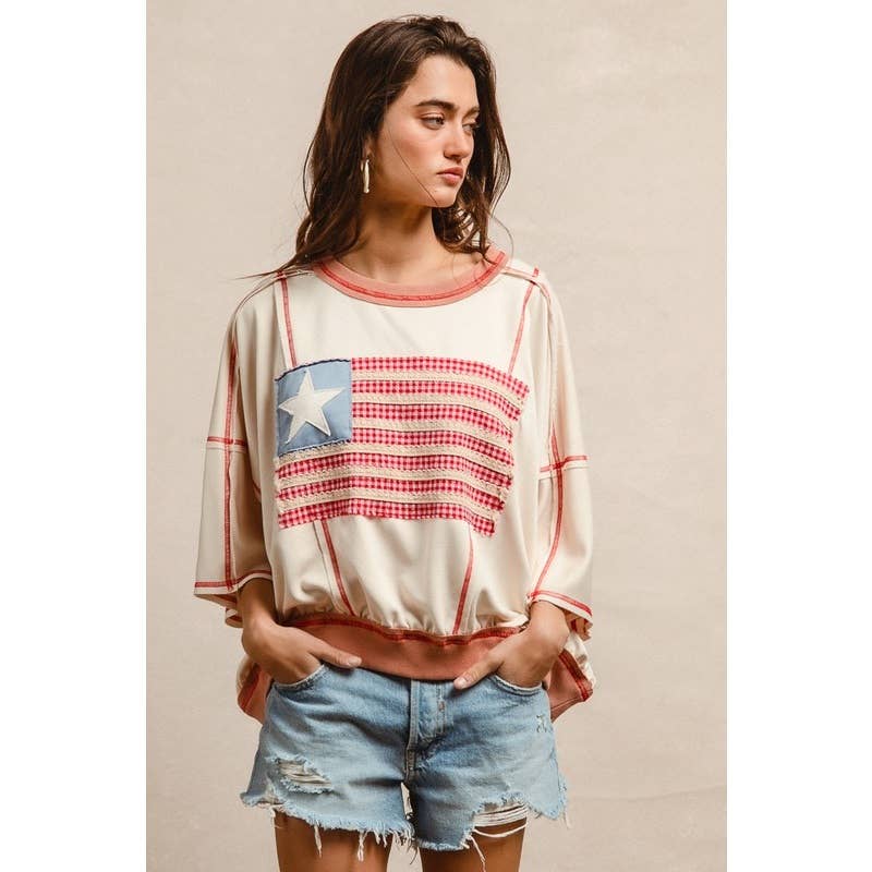 AMERICAN FLAG PATCHWORK OVERLOCK STITCH FRENCH