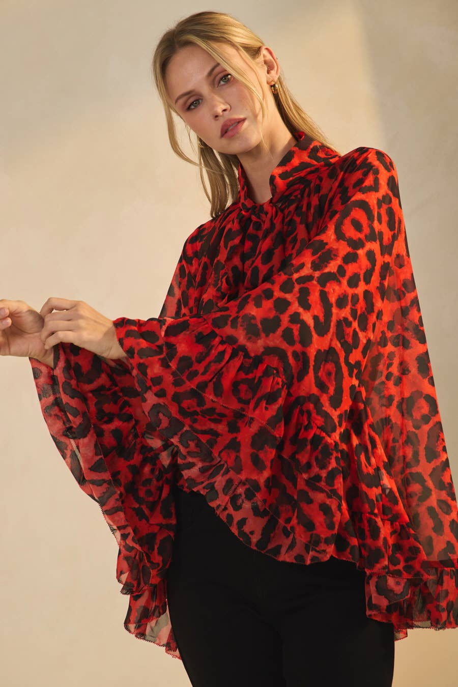 Leopard Printed Chiffon Blouse
