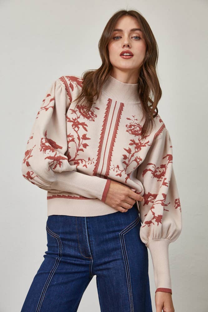 Baloon Sleeve Mock Neck Sweater