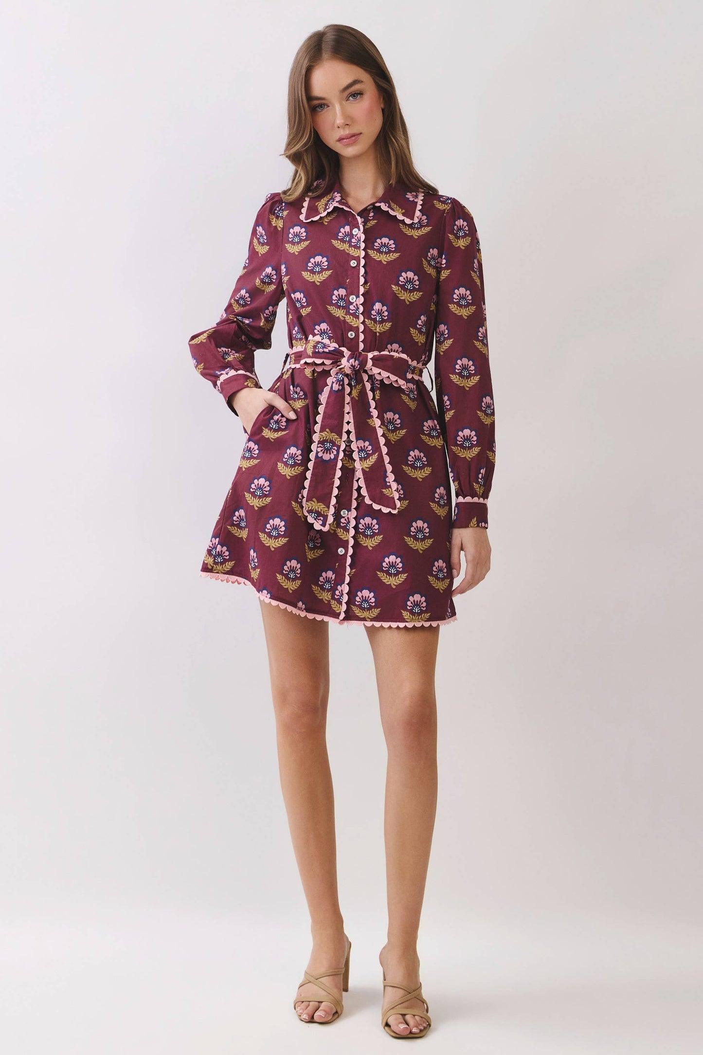 TCEC Scallop Trim Detail Mini Dress