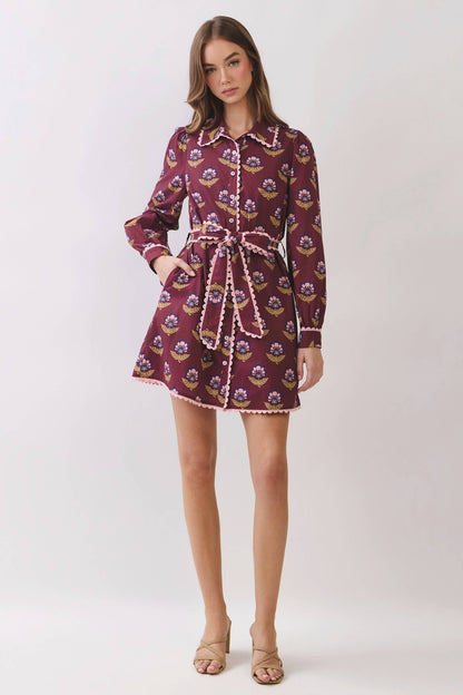 TCEC Scallop Trim Detail Mini Dress