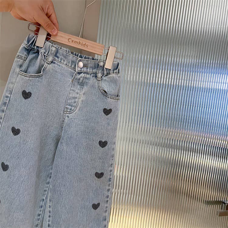 Heart Wide-Leg Denim Jeans