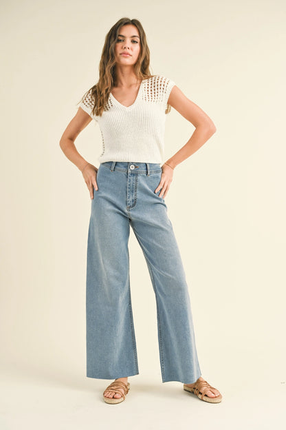Straight Leg Wide Denim Pants