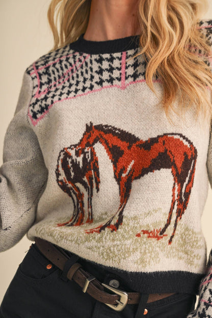 &MERCI Horse Motif Sweater