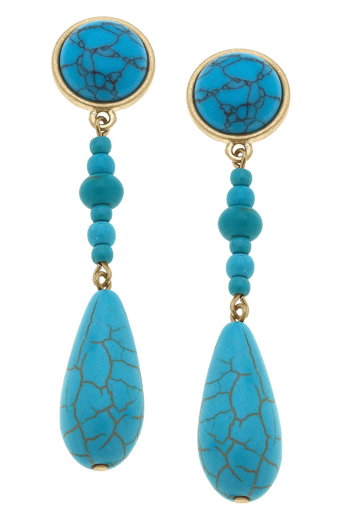 Canvas Style Dutton Turquoise Drop Earrings in Turquoise & Worn Gold