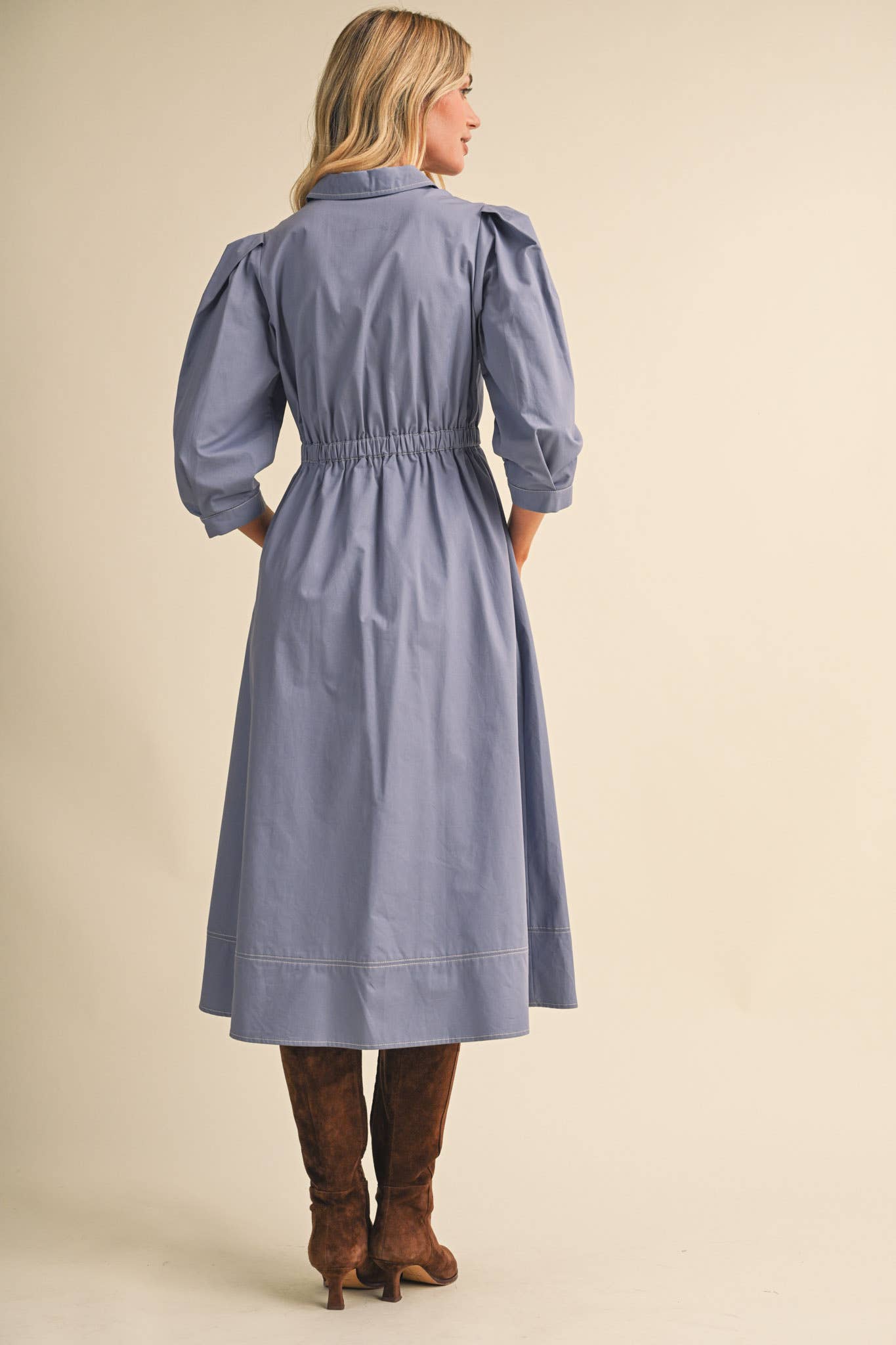 &MERCI Belted Dutton Down Midi Dress