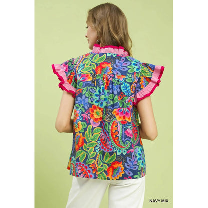 Ruffle Sleeve Floral Top
