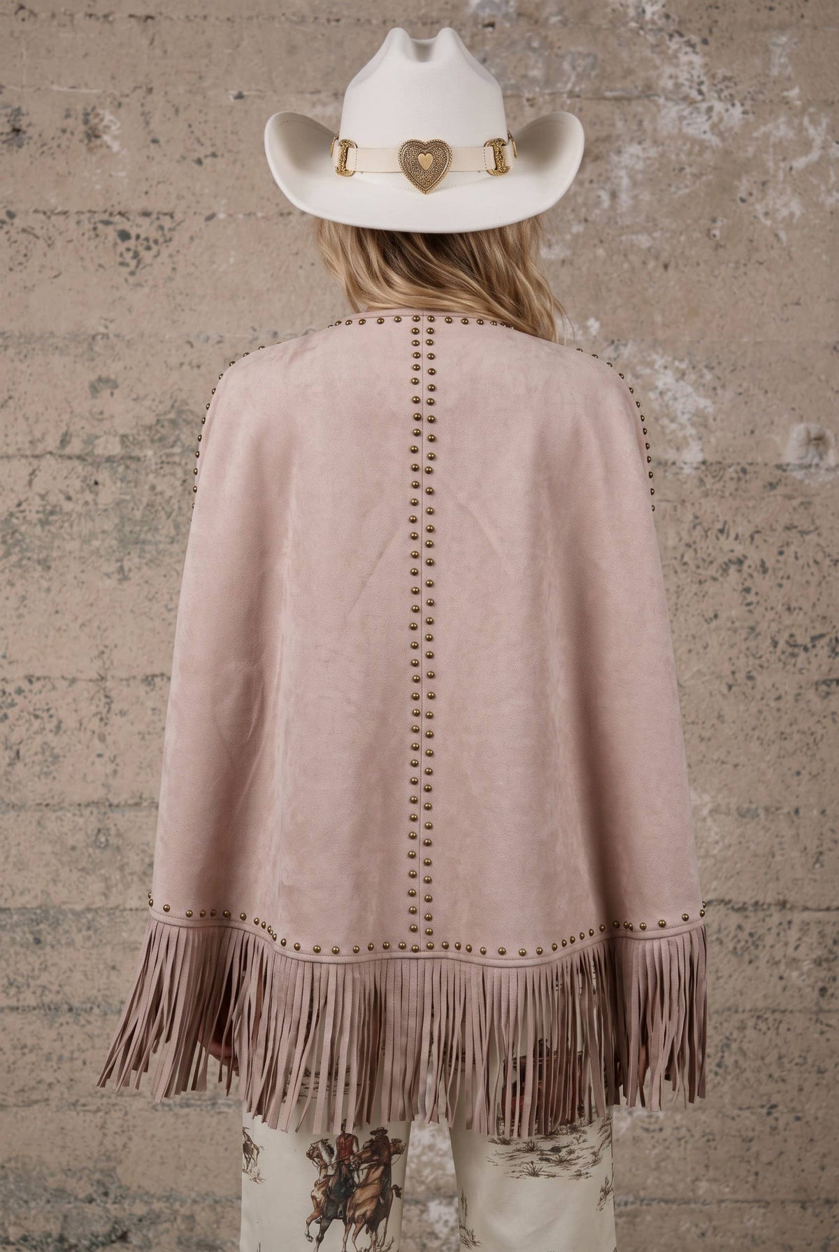 Blue B Studded Fringe Suede Cape