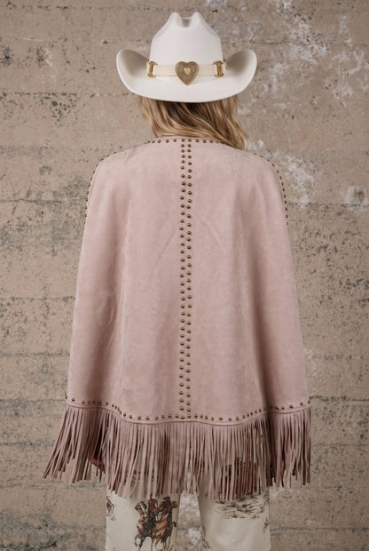 Blue B Studded Fringe Suede Cape
