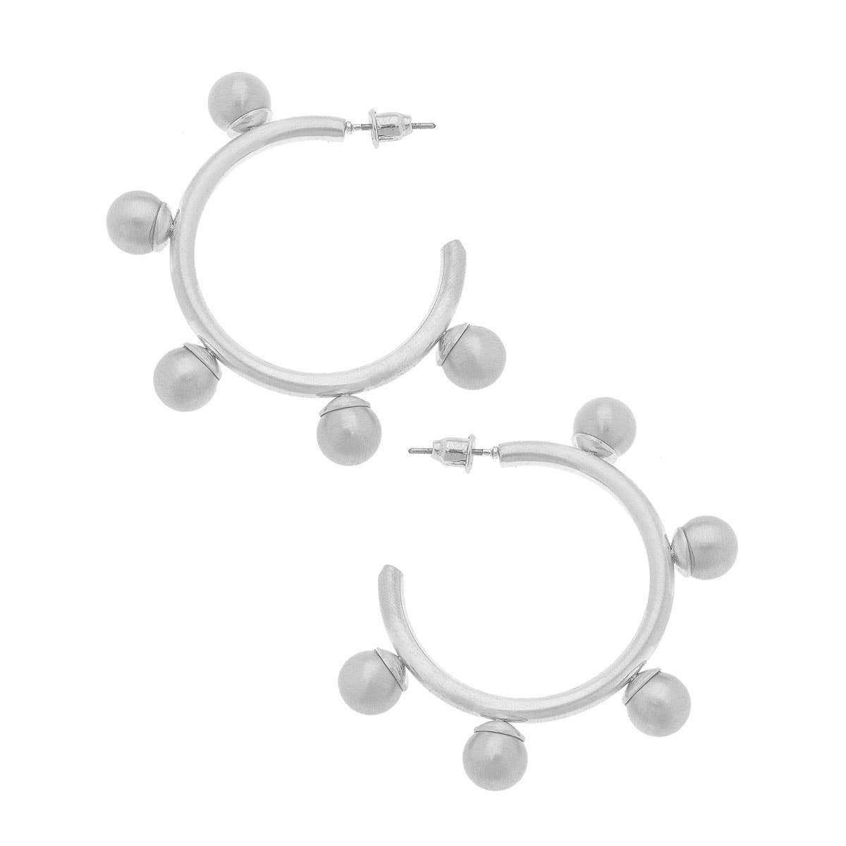 Canvas Style Allison Studded Metal Hoop Earrings