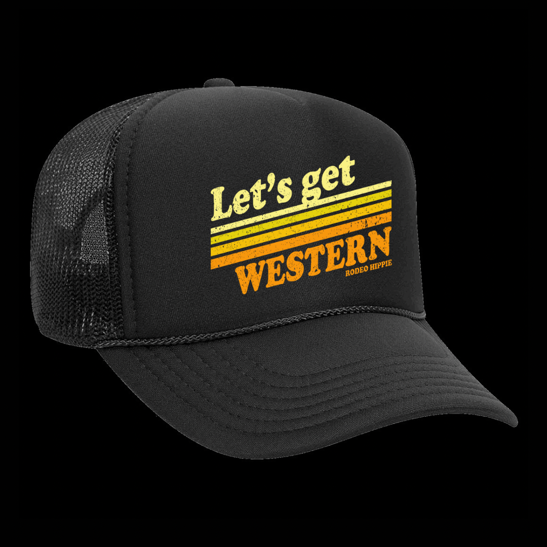 Black Let's Get Western Trucker Hat