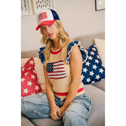 American Flag Knit Top