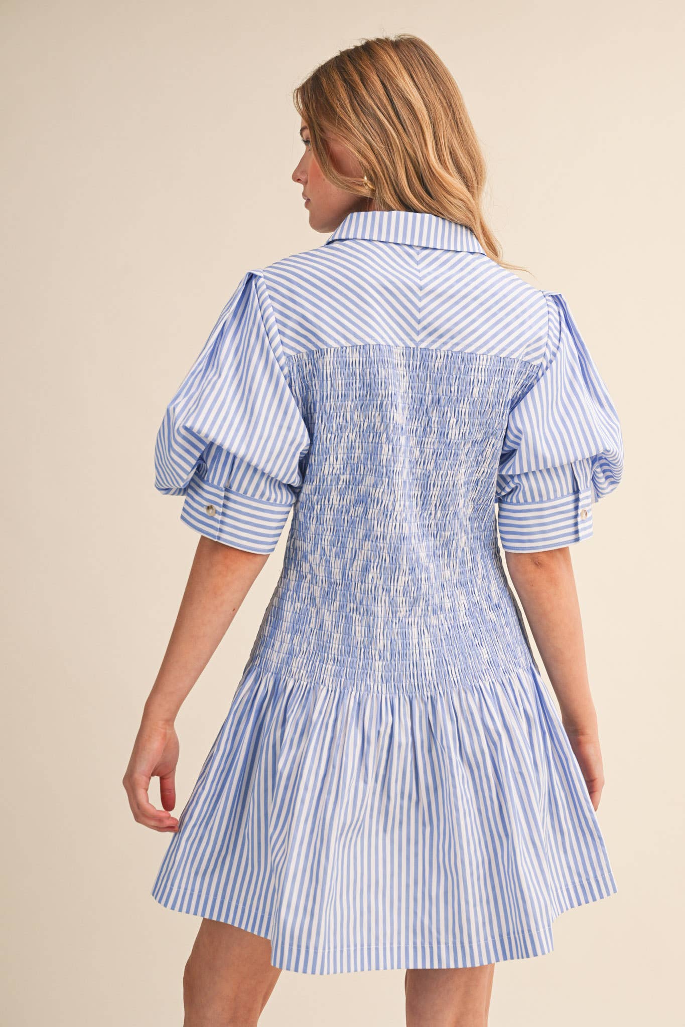 Striped Smocked Bodice Mini Dress
