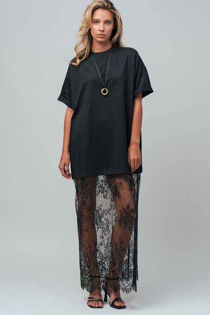 Mixed-Media T-Shirt Lacey Dress