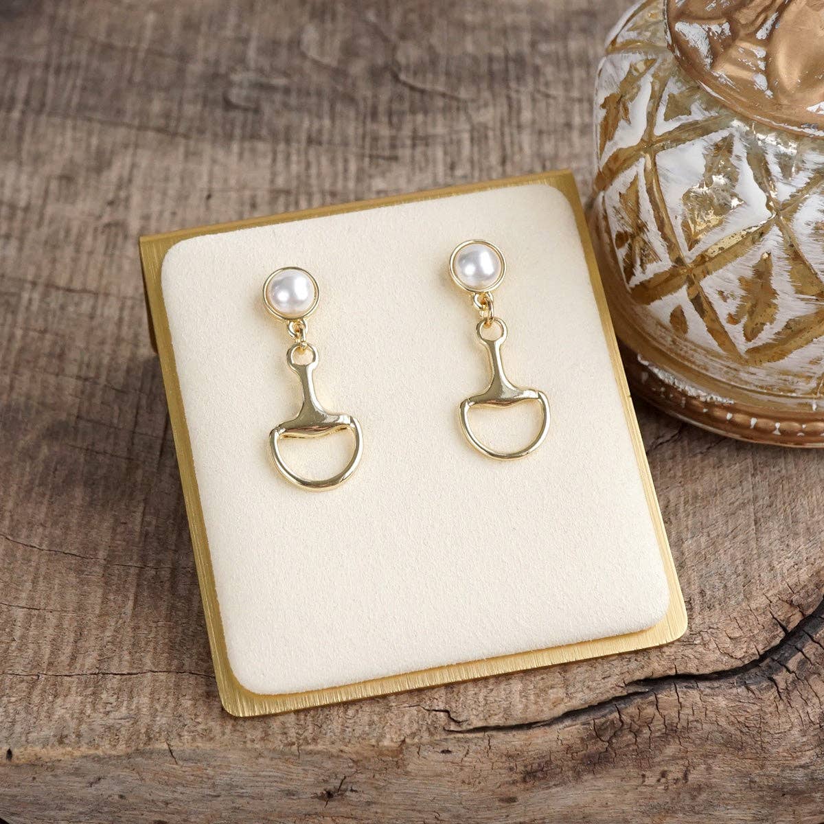 PennyLine Inc. Golden Rein – Pearl Bit Drop Earrings