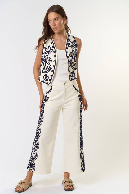 Cord Detailed Denim Pant