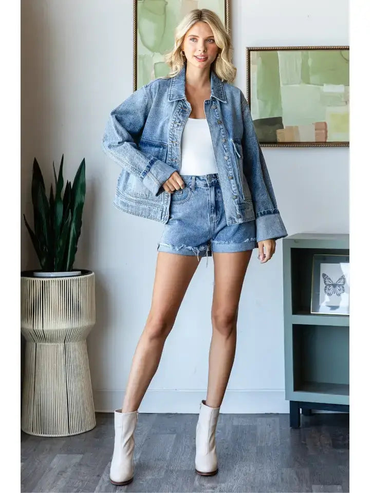 Big Pocket Denim Shacket
