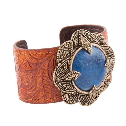 Barse Ornate Floral Cuff - Lapis