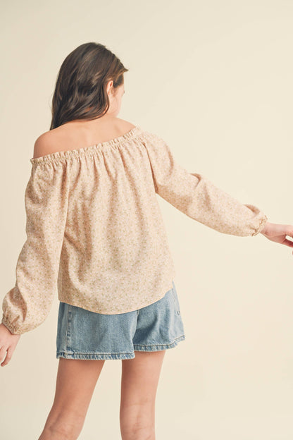 Tween Girls Raglan Ruffle Peasant Top
