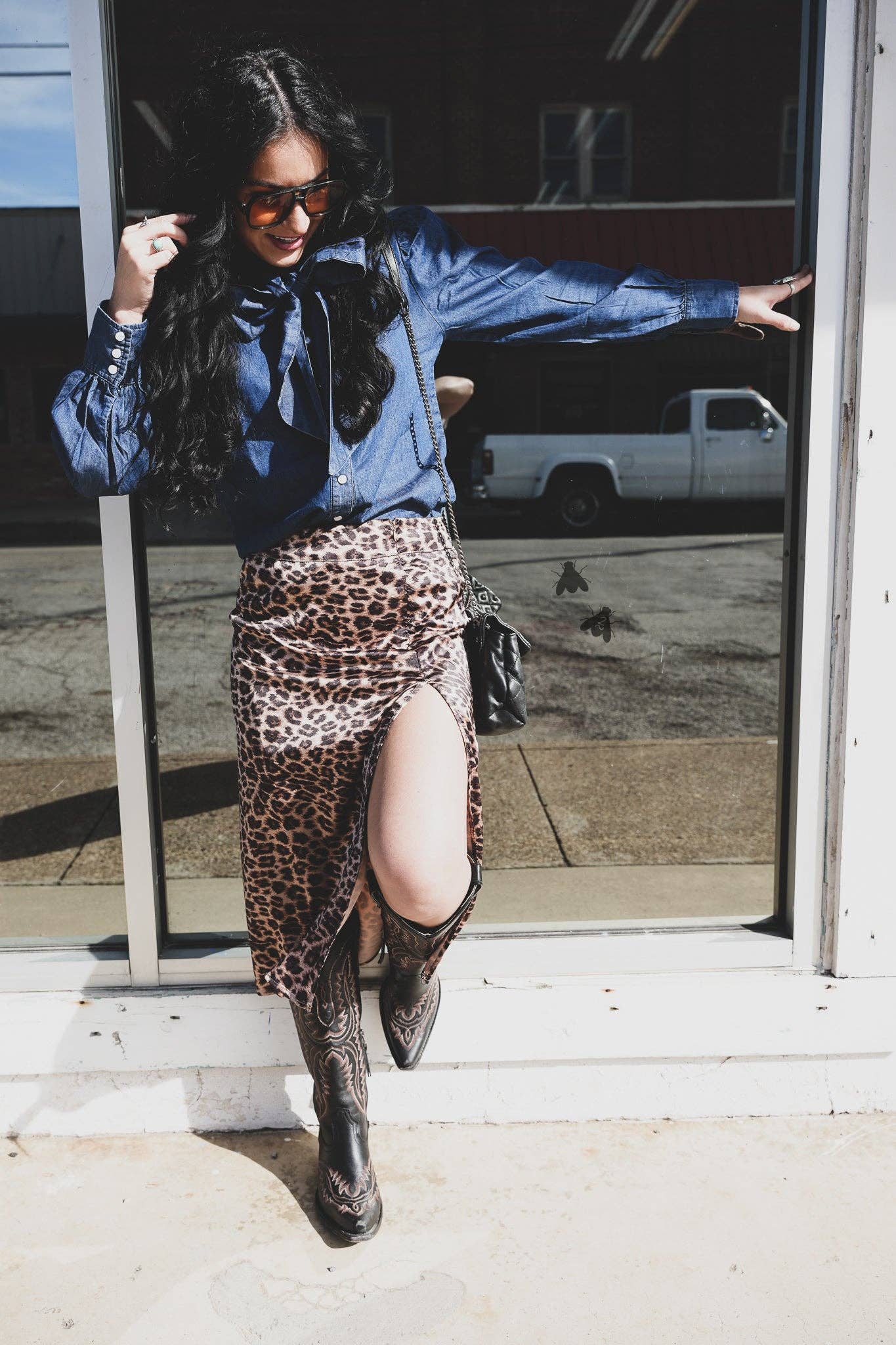 Highway Blues Bow Tie Blouse