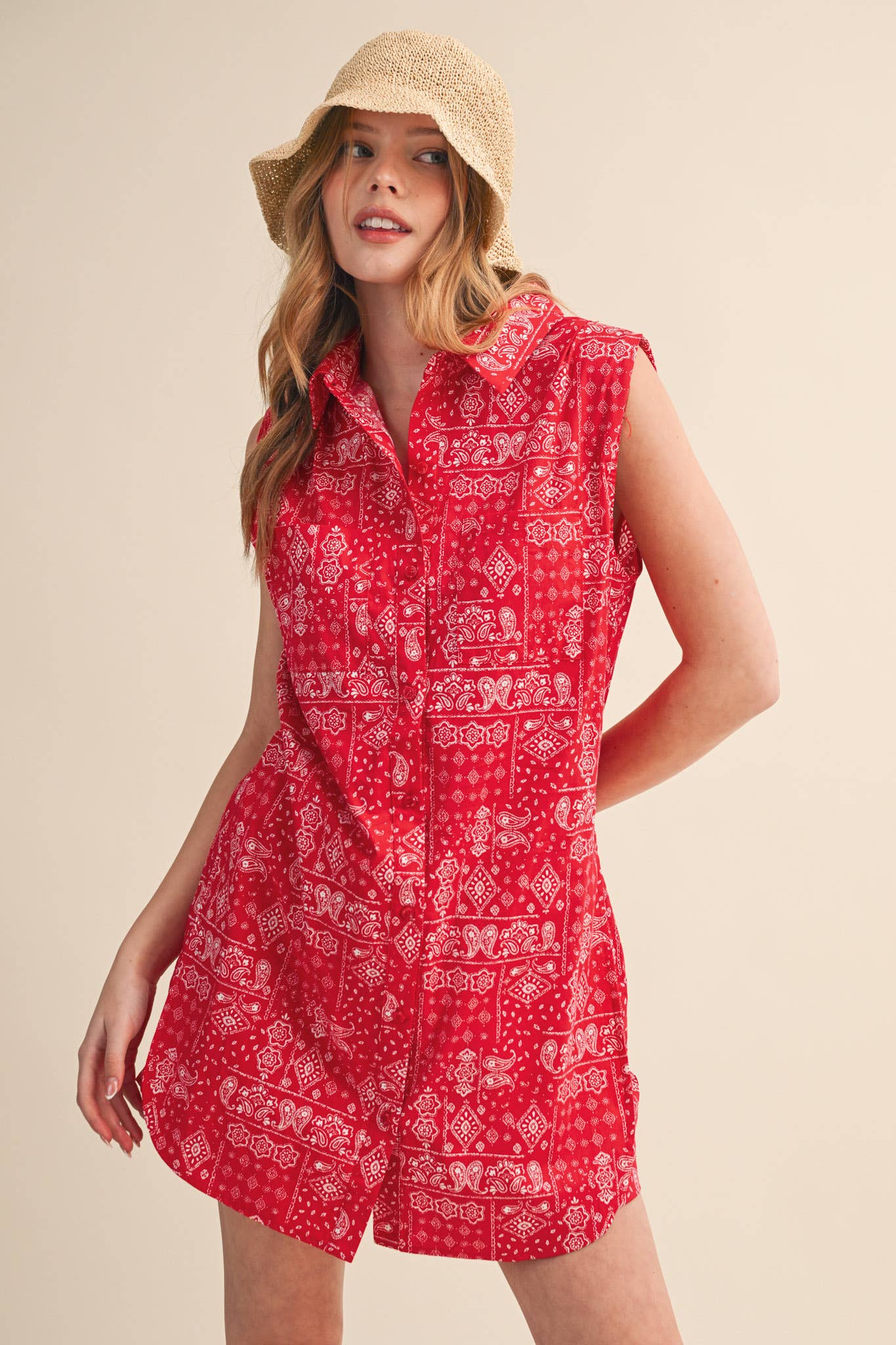 Bandana Print Button Front Romper