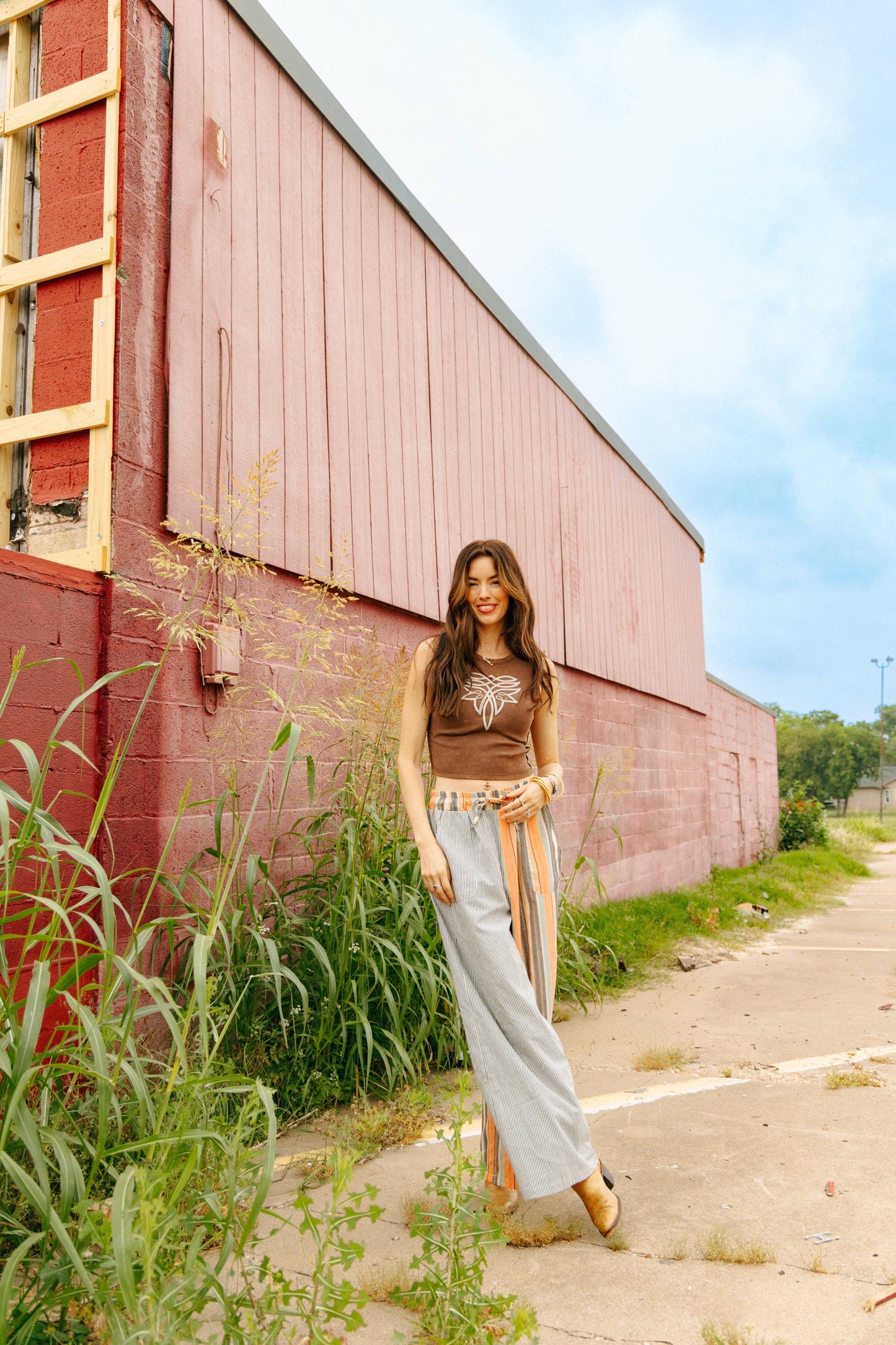 Brown Boot Stitch Tank