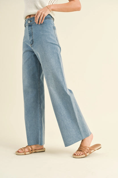Straight Leg Wide Denim Pants