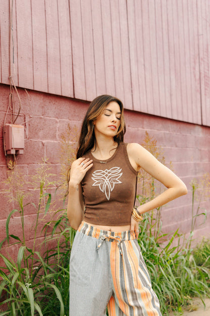 Brown Boot Stitch Tank