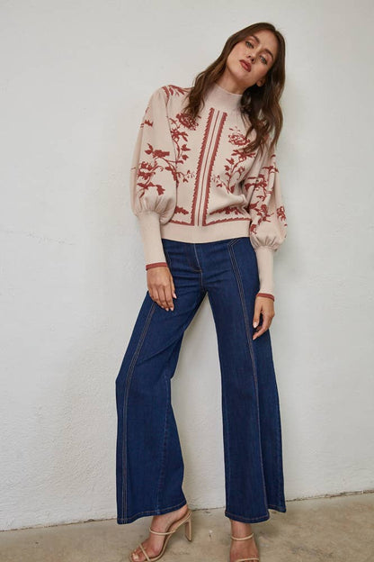 Baloon Sleeve Mock Neck Sweater