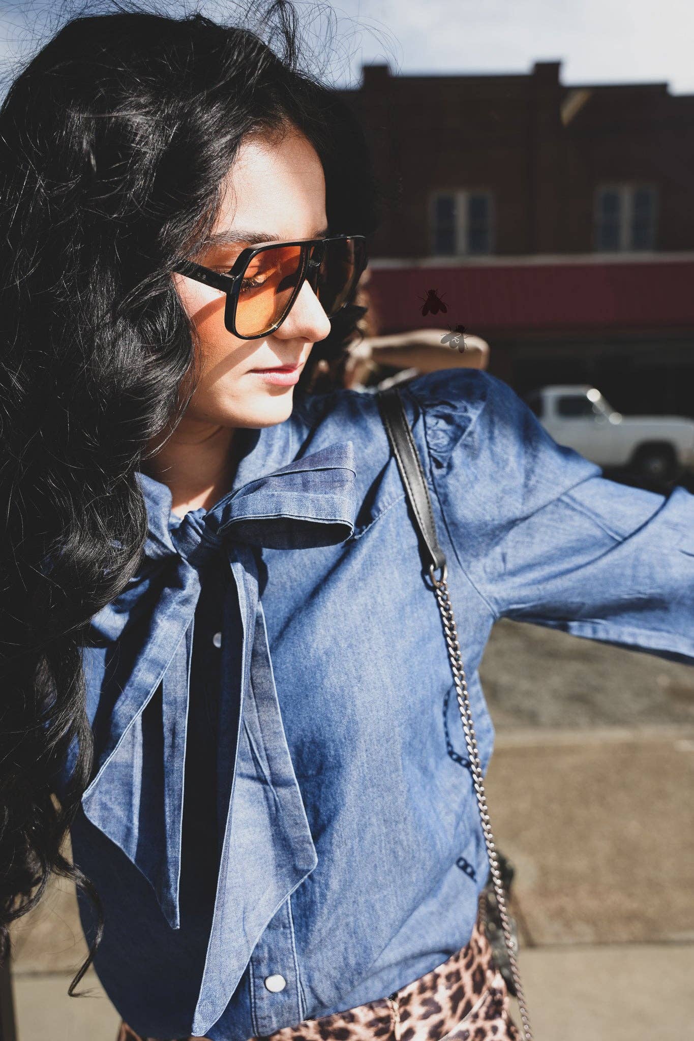 Highway Blues Bow Tie Blouse