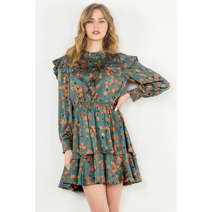 Long Sleeve Floral Tiered Dress