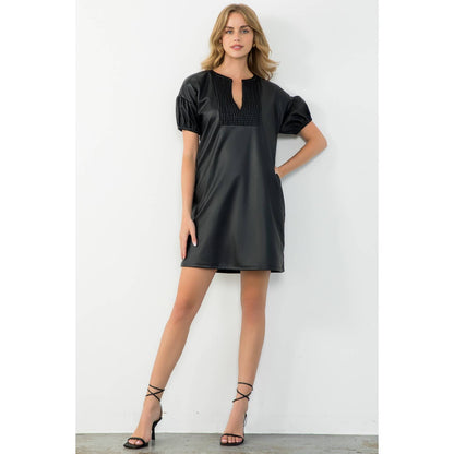 Short Sleeve Leather Dress