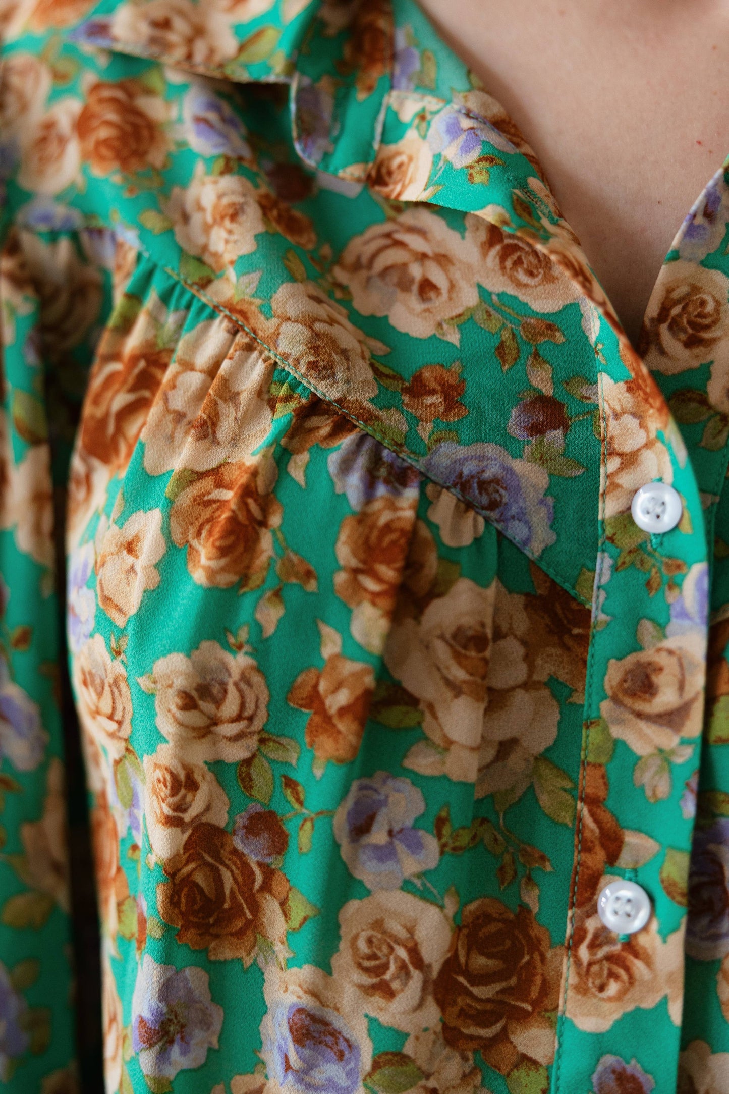 Green Floral Blouse