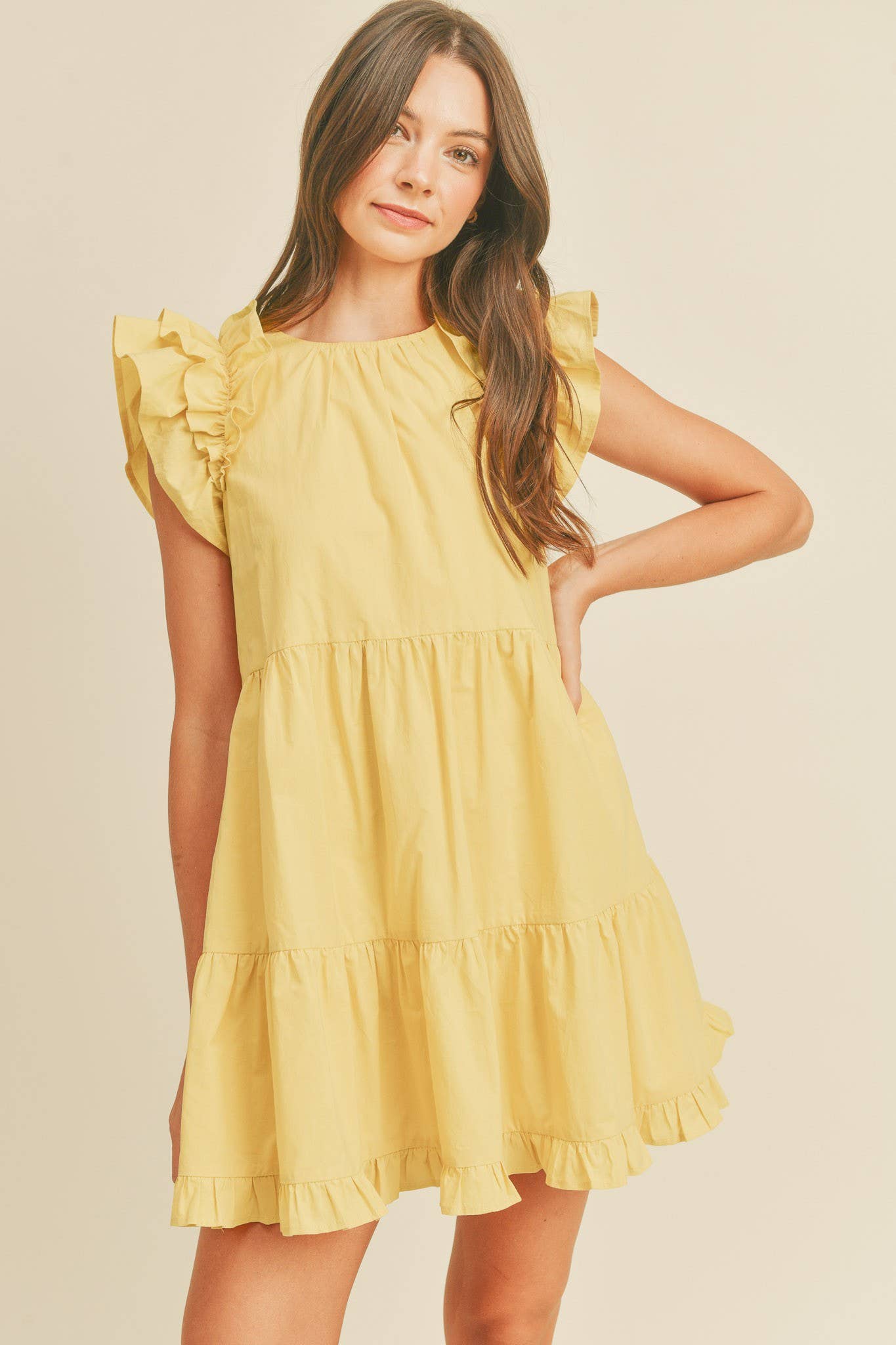 Flutter Sleeve Tiered Babydoll Dress