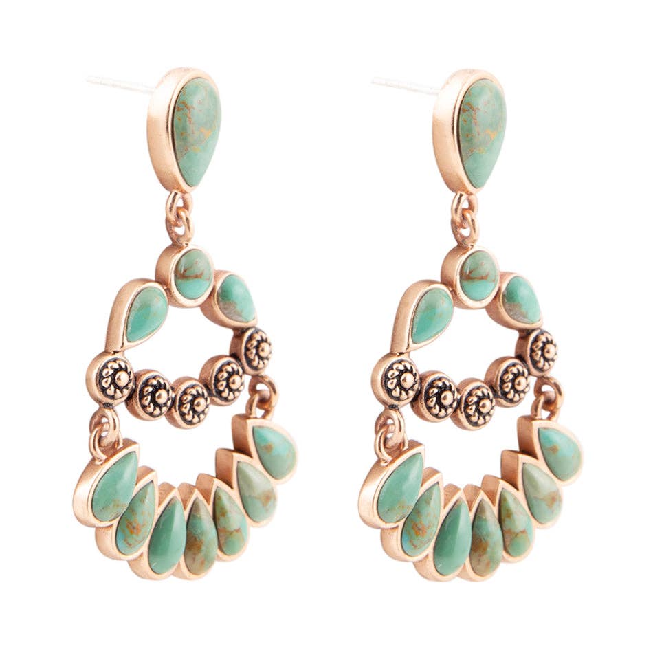 Barse Botanical Green Turquoise Statement Earrings