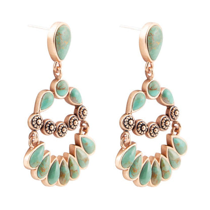 Barse Botanical Green Turquoise Statement Earrings