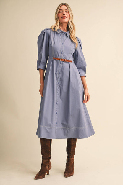 &MERCI Belted Dutton Down Midi Dress