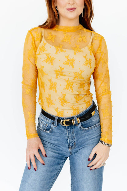 Lace Mustard Top