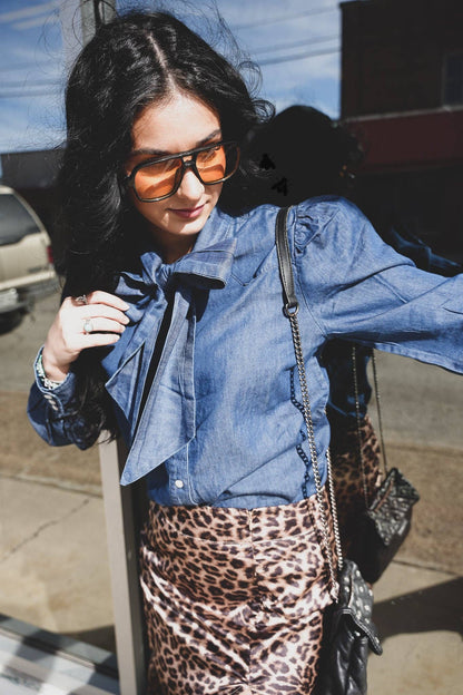 Highway Blues Bow Tie Blouse