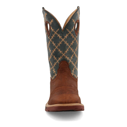 Twisted X Mocha & Slate Barbed Wire 12" Western Work Boots