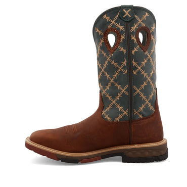 Twisted X Mocha & Slate Barbed Wire 12" Western Work Boots