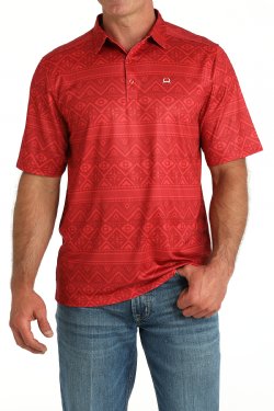 Cinch Western Print Polo - Red