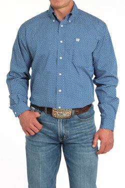 Cinch Flower Print Button-Down Royal Blue Western Shirt