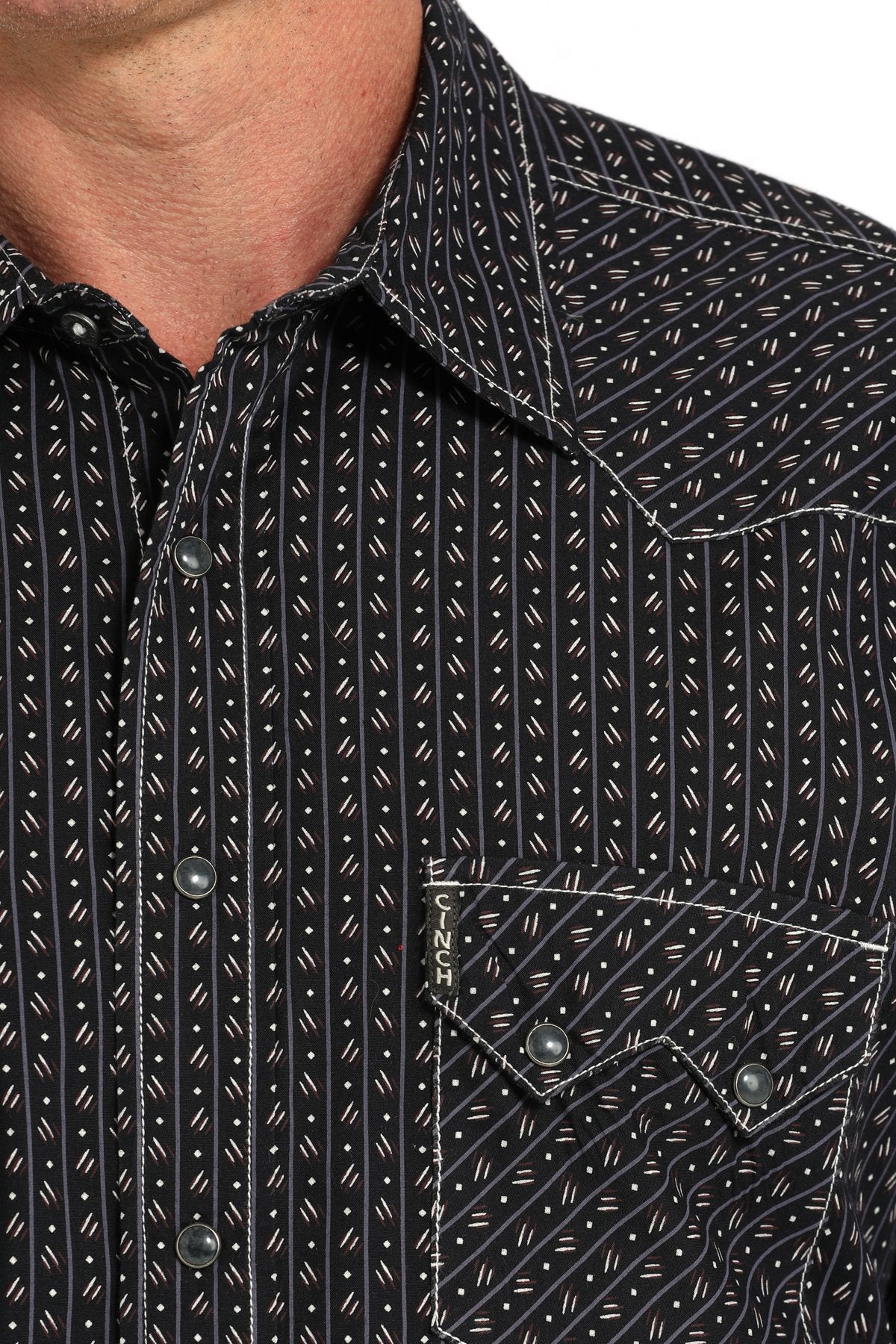 Cinch Modern Fit Black Geometric Western Shirt