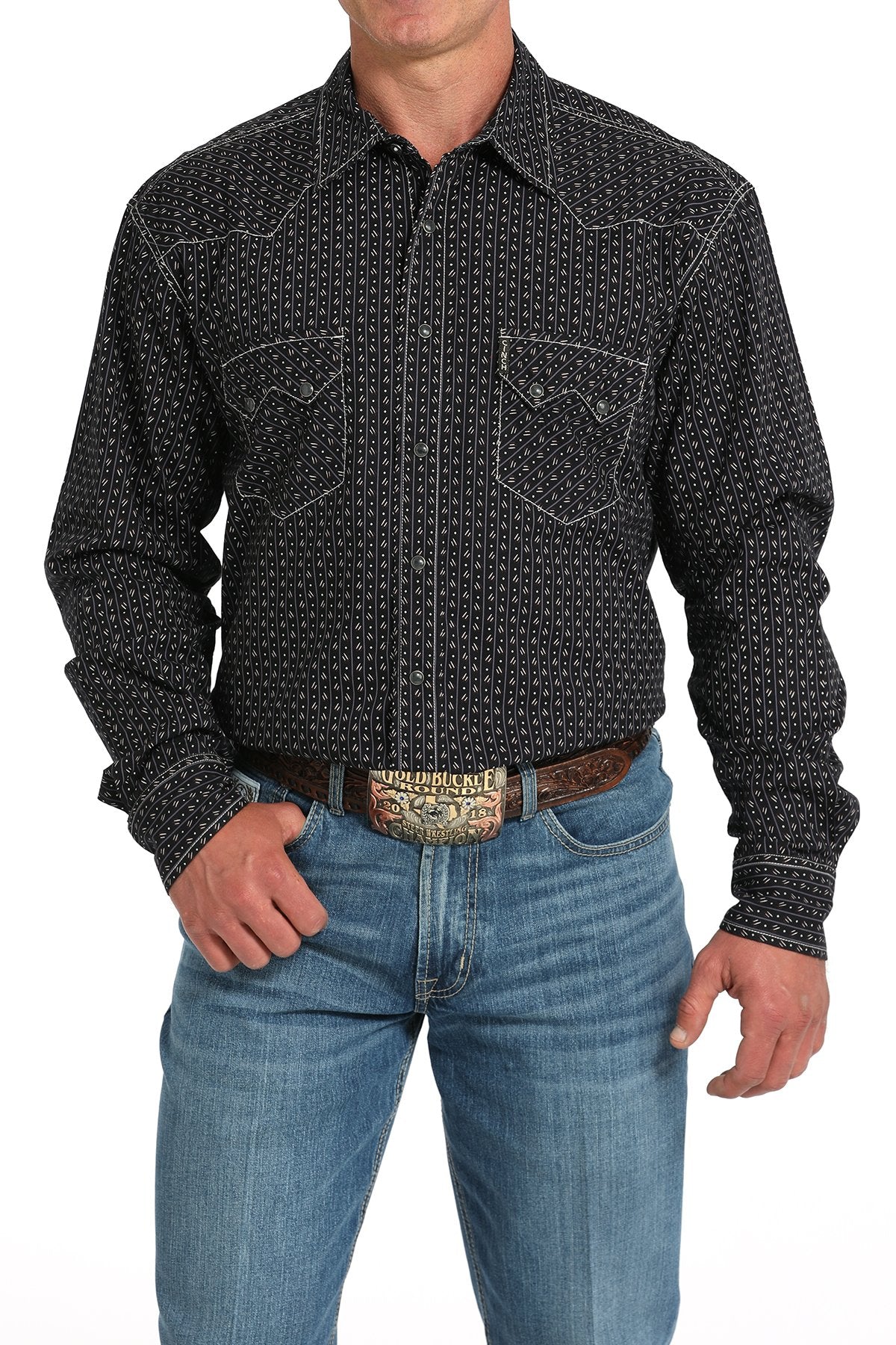 Cinch Modern Fit Black Geometric Western Shirt