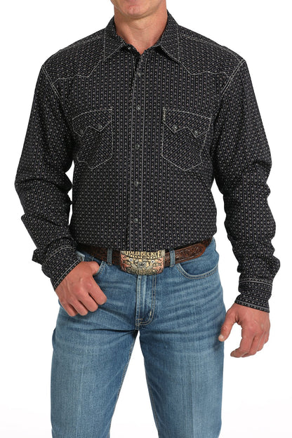 Cinch Modern Fit Black Geometric Western Shirt