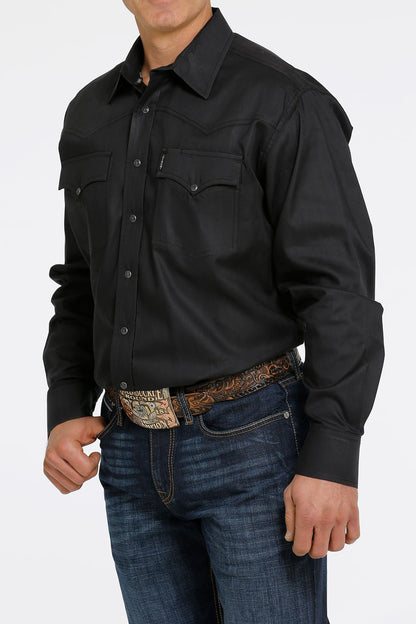 Cinch Black Herringbone Western Snap Shirt