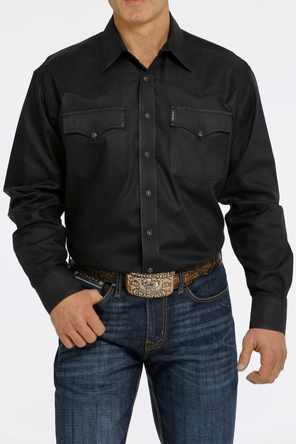 Cinch Black Herringbone Western Snap Shirt