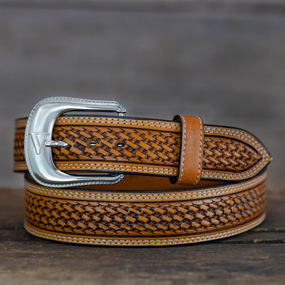 Vogt Silversmiths Russet Basket Weave Straight Belt